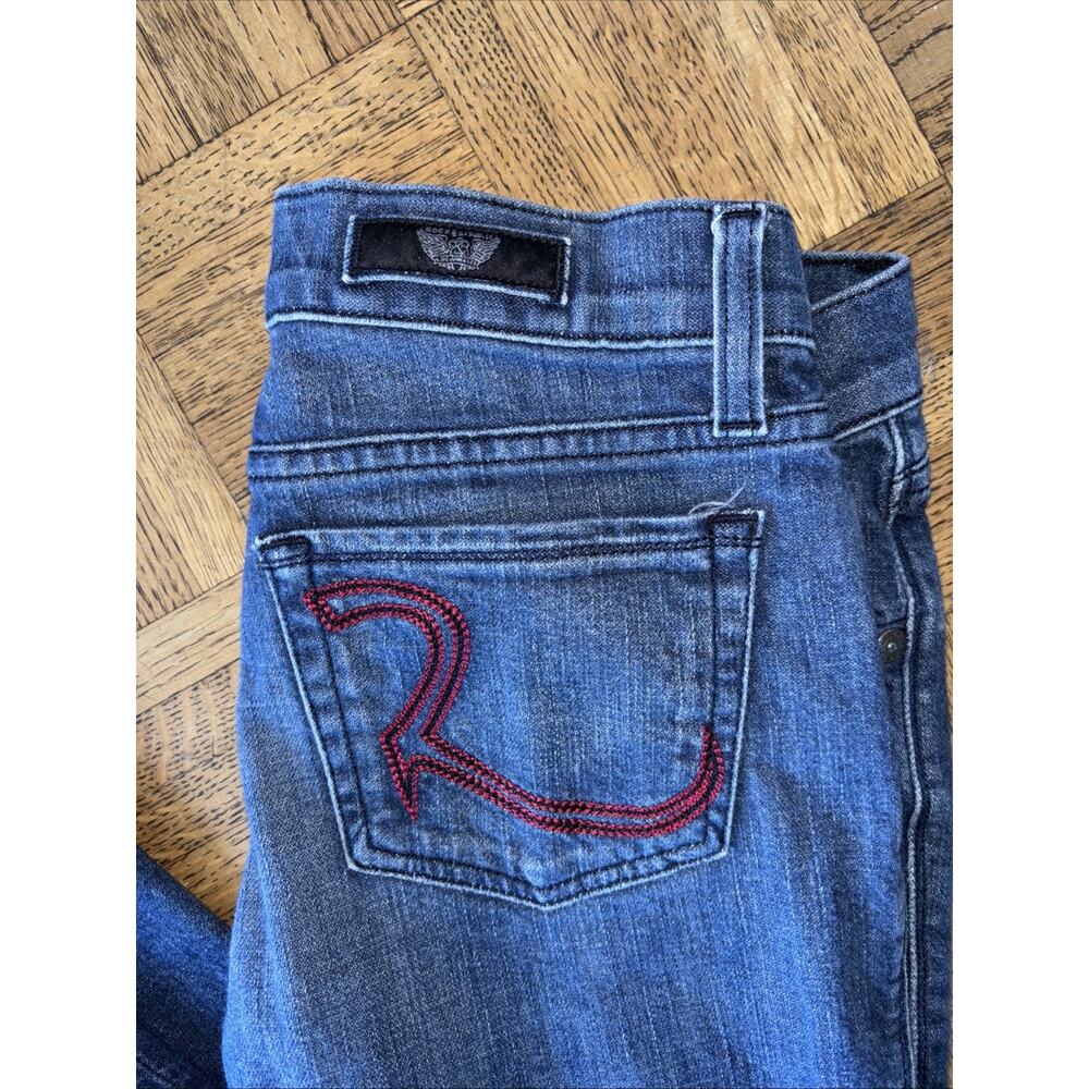 Rock & Republic Women's Jeans 26 Y2K Stella Straight Leg Stretch Red Stitch